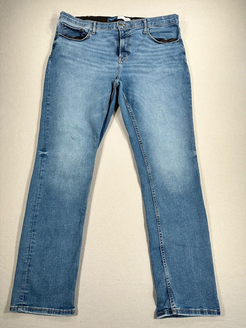 Old Navy 360° Stretch Slim Jeans Men’s 38x32 Light Wash Denim Flex Pre-Owned